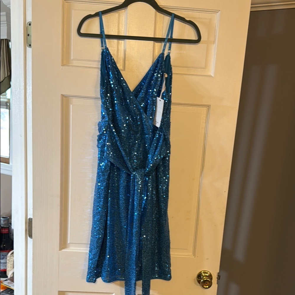 Grace Karin Blue Sequin Midi Dress